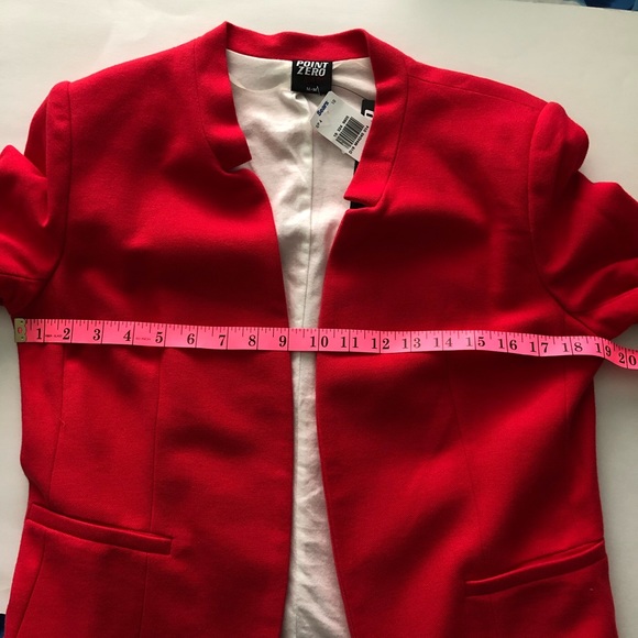 POINT ZERO Red Collarless Cotton Blazer NWT Size M - Picture 7 of 11